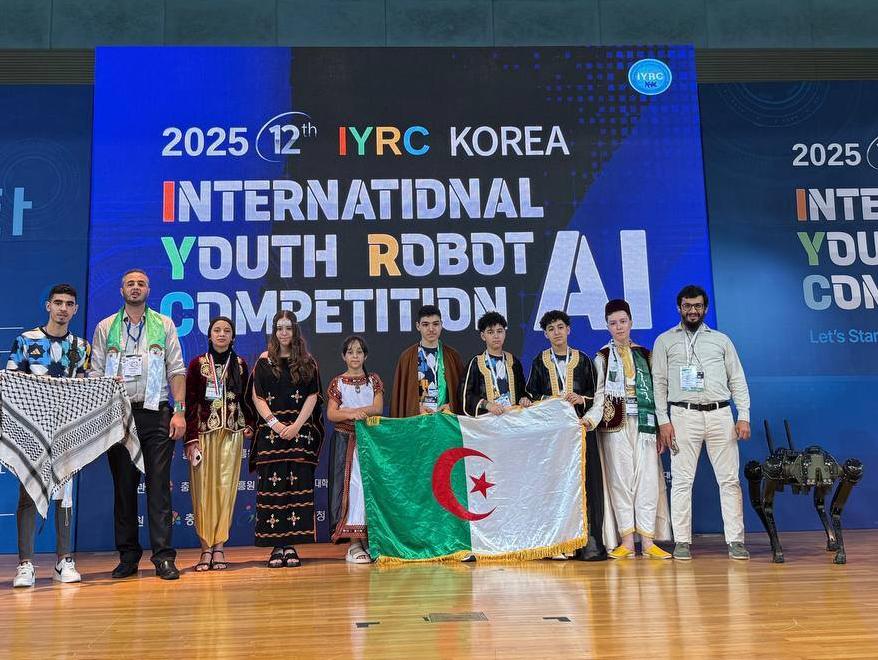 شاركت الجزائر في فعاليات المسابقة الدولية للشباب في الروبوت والذكاء الاصطناعي (IYRC 2025) التي نُظمت بكوريا الجنوبية يومي 5 و6 أوت 2025، حيث سجل الفريق الوطني حضورًا مشرّفًا تُوّج بثلاث ميداليات عالمية